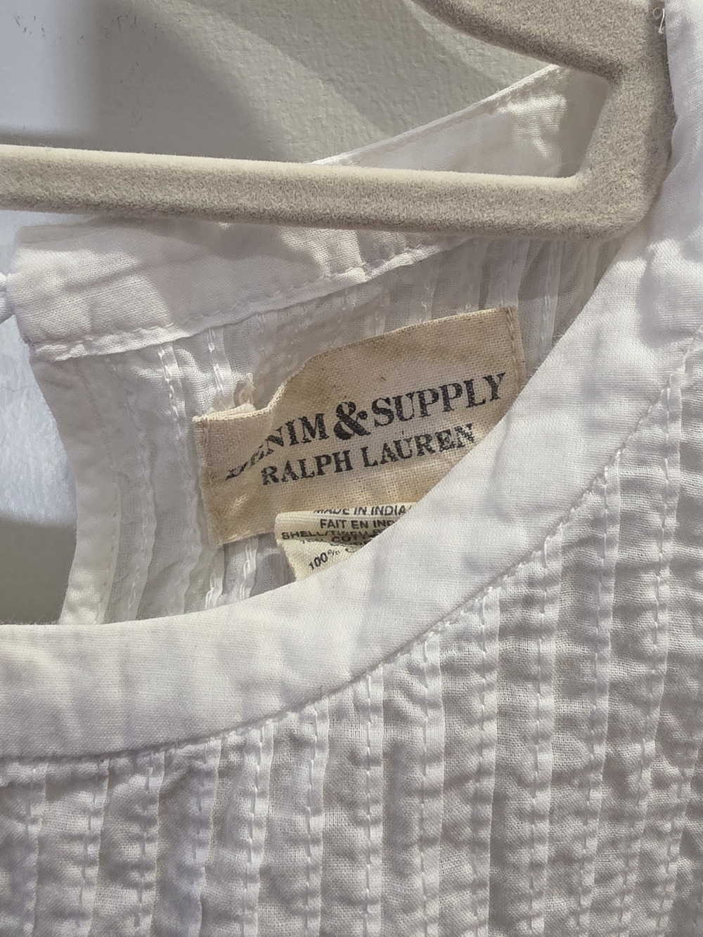 Denim & Supply RL White Eyelet Ruffle Sleeve Women's Top